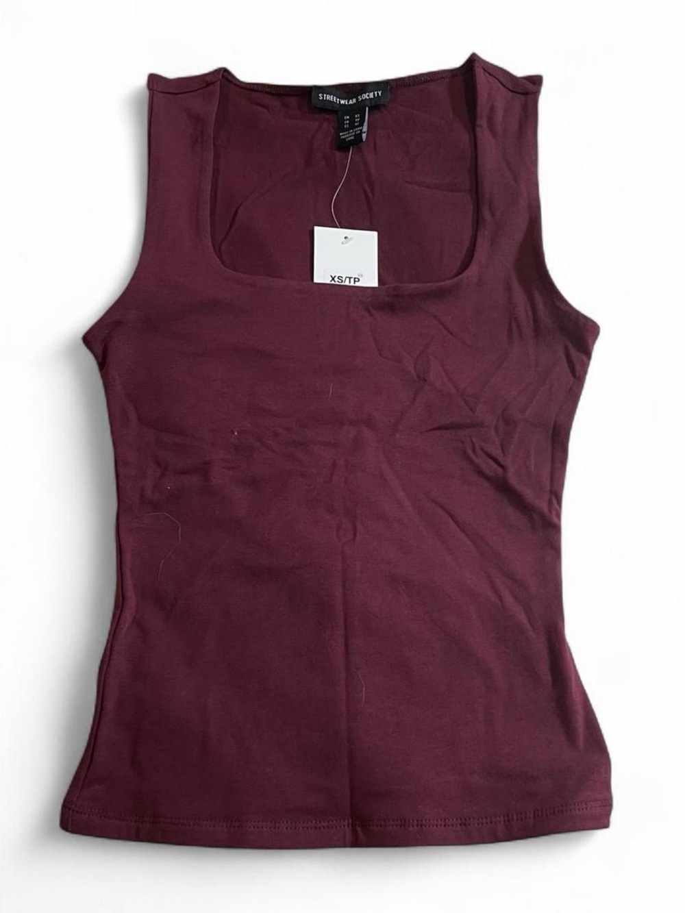 Burgundy square neck cotton top